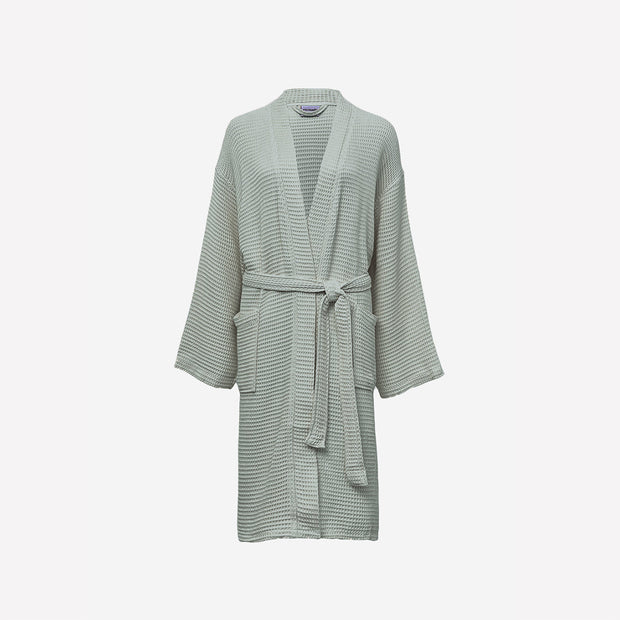 Men's Cotton Waffle Dressing Gown in Black | Savile Row Co